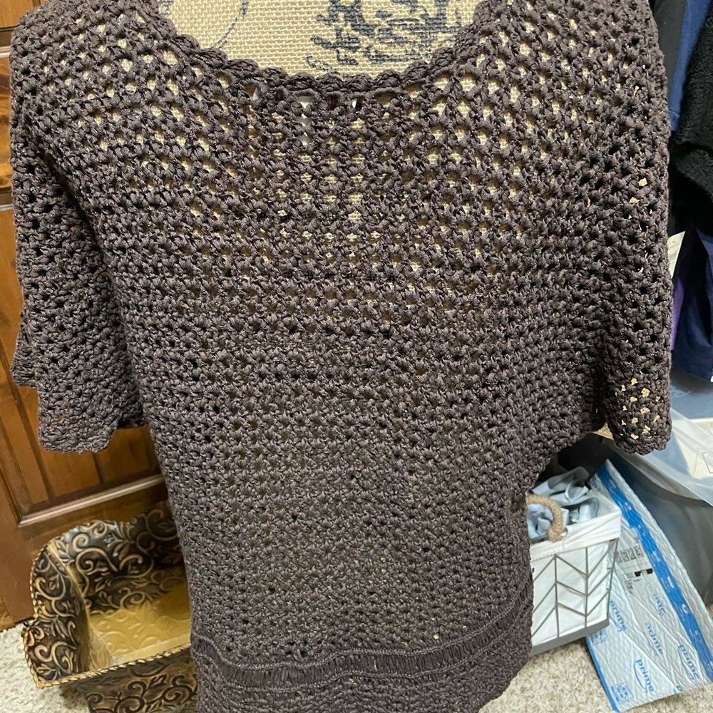 Brown coldwater creek sweater sz L 14 - Picture 3 of 4